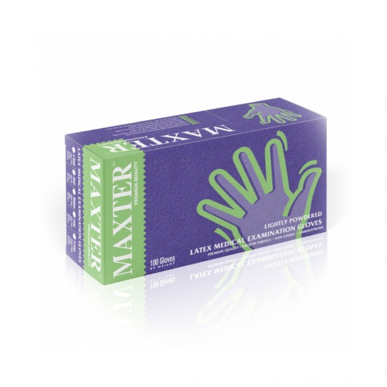 Manusi Latex Maxter, Pudrate, Unica Folosinta, 100 Buc/cutie - Albe - Marime L