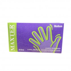 Manusi Latex Maxter, Pudrate, Unica Folosinta, 100 Buc/cutie - Albe - Marime M