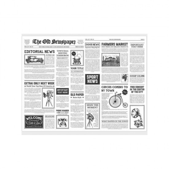 Hartie Cerata Rezistenta la Grasimi, Â±2800 Coli/Bax, 25x35 cm, 10 Kg, 40 gmÂ², Model Ziar 2, Ambalaje Alimentare, Bax de Hartie Cerata, Hartie Rezistenta la Grasimi Bax, Hartie Cerata cu Model de Ziar, Hartie Rezistenta Cerata