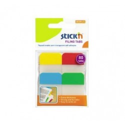 Stick Index Plastic Transp. Cu Margine Color 38 X 25 Mm, 4 X 20 File/set, Stick"n - 4 Culori Neon