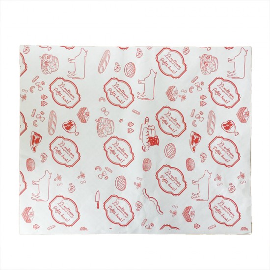 Bax 10 Kg Hartie LWC cu Polietilena, 41x50 cm, Â± 770 Coli, 57+6 g/mÂ², Model Pofta Buna, Ambalaj Mezeluri, Ambalaj Prajituri, Ambalaj Fast Food, Hartie Ambalat, Hartie Ambalare Alimentara, Ambalaje Mezeluri, Ambalaje Alimente