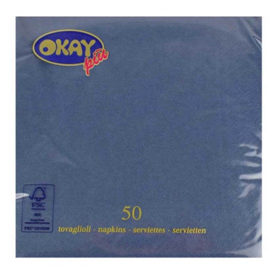 Servetele Okay Blue Notte, Culoare Albastru Inchis, Dimensiune 33x33 cm, 2 Straturi, 50 Foi/Pachet