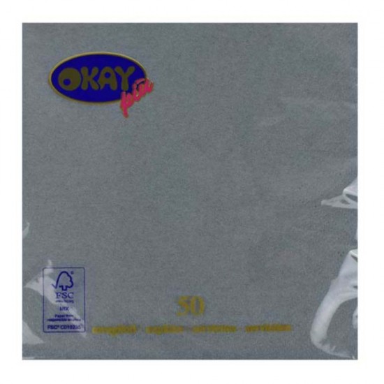 Servetele Okay Giorgio Satin, Culoare Gri, Dimensiune 33x33 cm, 2 Straturi, 50 Foi/Pachet