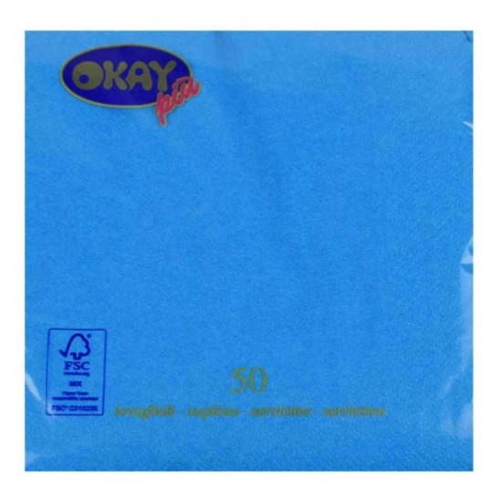 Servetele Okay Turchese, Culoare Turcoaz, Dimensiune 33x33 cm, 2 Straturi, 50 Foi/Pachet