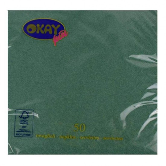 Servetele Okay Foresta, Culoare Verde Inchis, Dimensiune 33x33 cm, 2 Straturi, 50 Foi/Pachet