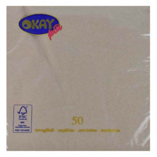 Servetele Okay Tortora, Culoare Cappucino, Dimensiune 33x33 cm, 2 Straturi, 50 Foi/Pachet