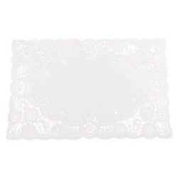 Dantela Patrata pentru Tort din Hartie, Culoare Alba, Dimensiune 26x37 cm, 100 Buc/Set