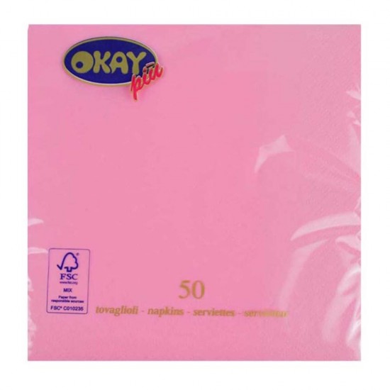 Servetele Okay Rosa Shocking, Culoare Roz, Dimensiune 33x33 cm, 2 Straturi, 50 Foi/Pachet