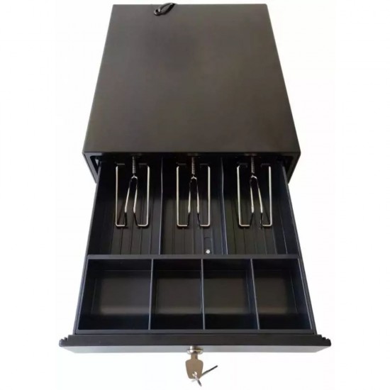 Sertar de Bani Metalic Mic CDE300BK, 3 Compartimente Bacnote si 4 Compartimente Monede, Culoare Negru