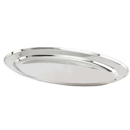 Tava Din Inox Ovala, Diametru 30 Cm, Culoare Argintiu