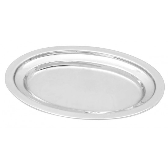 Tava Din Inox Ovala, Diametru 30 Cm, Culoare Argintiu