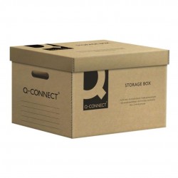 Container Arhivare Cu Capac Detasabil, 515x305x350mm, Carton 483gsm, Q-connect - Gri/negru