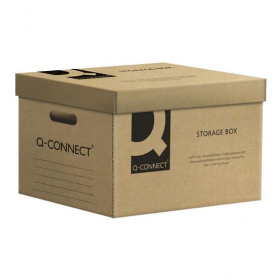 Container Arhivare Cu Capac Detasabil, 515x305x350mm, Carton 483gsm, Q-connect - Gri/negru