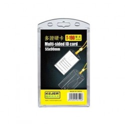 Suport Dublu, Ps Rigid, Pentru Id Carduri, 55 X 90mm, Vertical, 5 Buc/set, Kejea - Trans. Cristal