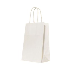 Set 100 de Sacose Albe cu Maner Rasucit, 140x80x210 mm, Hartie Kraft Albit 90 g