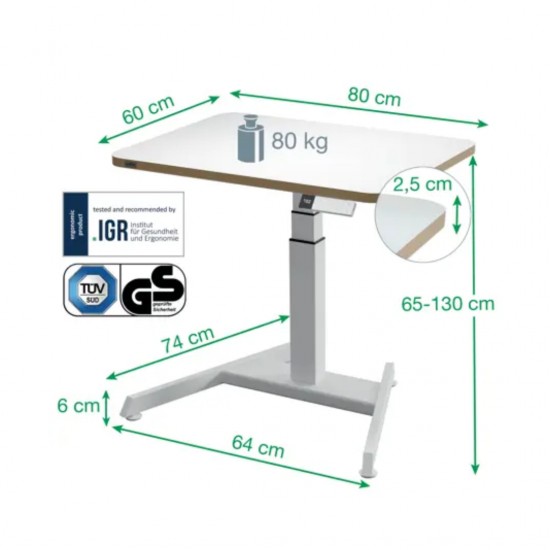 Birou Ergonomic Leitz Ergo, Electric, Ajustabil Pe Inaltime, Pentru Pozitia Sezut/in Picioare, Alb