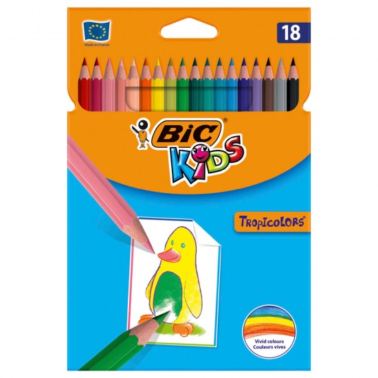 Creioane Colorate 18 Culori Tropicolors Bic