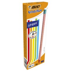 Creion Grafit Hb Cu Guma Evolution Stripes 646 12/cut Bic