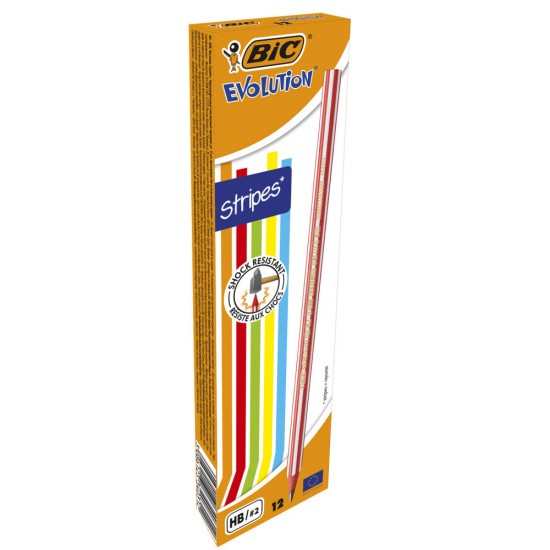 Creion Grafit Hb Fara Guma Evolution Stripes 646 12/cut Bic