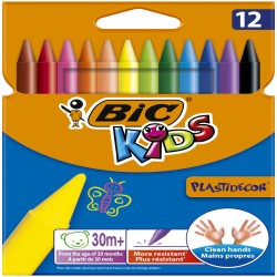 Creioane Cerate 12 Culori Plastidecor Bic