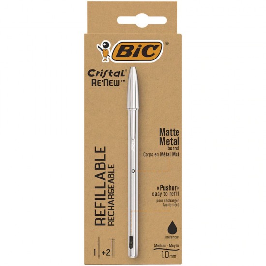 Pix Metalic Cu Mecanism Negru + 2 Rezerve Bic