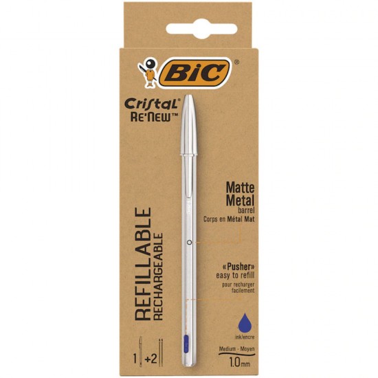 Pix Metalic Cu Mecanism Albastru + 2 Rezerve Bic
