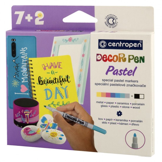 Markere Permanente Pt Decor. Slim 7+2 Cul. Pastel 2738 Centropen