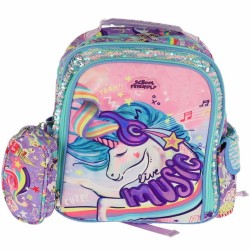 Ghiozdan Clasele 1-4 Unicorn Blue 3 Fermoare Paiete Pigna