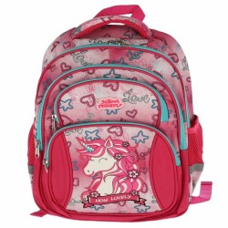 Ghiozdan Clasele 1-4 Unicorn Roz 4 Fermoare Pigna