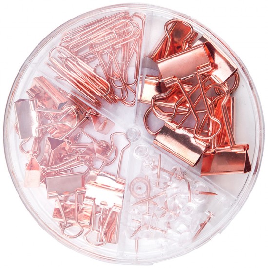 Set Accesorii Birou (agrafe, Clipsuri, Pioneze) Auriu Deli