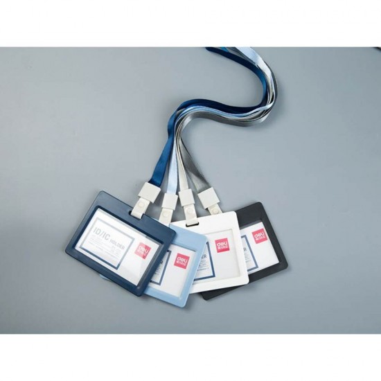 Ecuson Orizontal Rigid pentru Carduri Deli, 90x54 mm, Alb, Deschidere Laterala, Ecuson Carduri, Ecuson Legitimatie, Ecusoane Orizontale, Ecusoane Carduri, Ecusoane Legitimatie, Ecuson Alb, Ecusoane Albe, Ecusoane pentru Carduri, Ecuson pentru Carduri