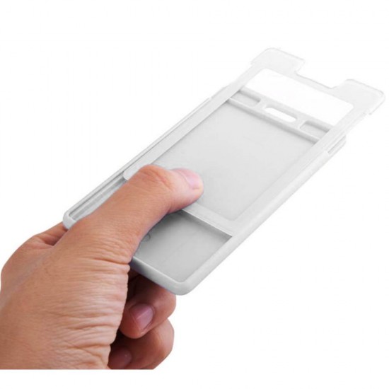 Ecuson Vertical Rigid pentru Carduri Deli, 54x90 mm, Alb, Deschidere Laterala, Ecuson Carduri, Ecuson Legitimatie, Ecusoane Verticale, Ecusoane Carduri, Ecusoane Legitimatie, Ecuson Alb, Ecusoane Albe, Ecusoane pentru Carduri, Ecuson pentru Carduri