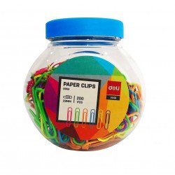 Agrafe Metalice Colorate Deli, 29 mm, 200 Buc/Borcan, Set Agrafe Colorate de Metal, Set Agrafe Metal Colorate, Set Agrafe Birou Colorate, Set Agrafe Colorate de Birou, Set Agrafe pentru Birou, Set Agrafe Hartii, Set Agrafe pentru Hartii