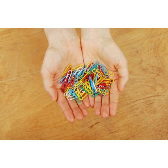 Agrafe Metalice Colorate Deli, 33 mm, 100 Buc/Cutie, Set Agrafe Colorate de Metal, Set Agrafe Metal Colorate, Set Agrafe Birou Colorate, Set Agrafe Colorate de Birou, Set Agrafe pentru Birou, Set Agrafe Hartii, Set Agrafe pentru Hartii