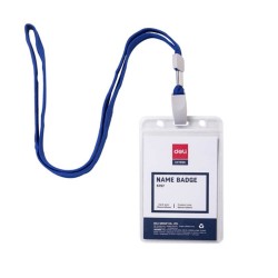 Ecuson Vertical cu Clips Deli, 68x95 mm, Snur Textil, Ecuson Vertical, Ecuson Deli, Ecuson Vertical Deli, Ecuson cu Snur, Ecuson cu Snur Textil, Ecuson cu Snur Deli, Ecuson cu Clips Deli, Ecuson Vertical