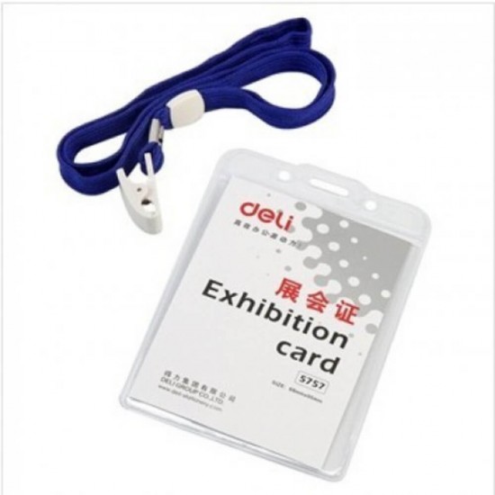 Ecuson Vertical cu Clips Deli, 68x95 mm, Snur Textil, Ecuson Vertical, Ecuson Deli, Ecuson Vertical Deli, Ecuson cu Snur, Ecuson cu Snur Textil, Ecuson cu Snur Deli, Ecuson cu Clips Deli, Ecuson Vertical