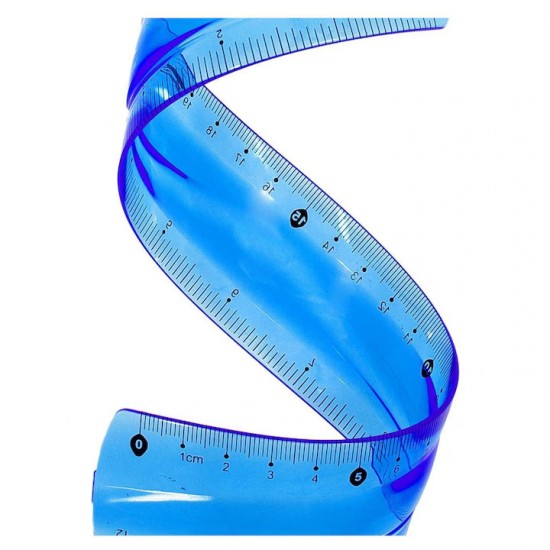 Rigla Flexibila Deli, 30 Cm, Culoare Albastru