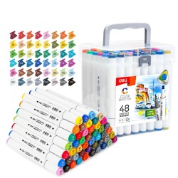 SET 48 MARKERE SKETCHING VARF DUBLU ROTUND 1MM/TESIT 7MM CUT PLASTIC COLOR EMOTION DELI