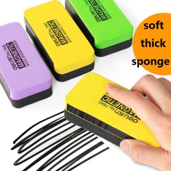 Burete Tabla Magnetica Deli, Galben, 110x50x30 mm, Burete Magnetic Tabla Magnetica, Burete Magnetic pentru Tabla Magnetica, Burete pentru Tabla Magnetica, Burete Magnetic Whiteboard, Burete Magnetic pentru Whiteboard