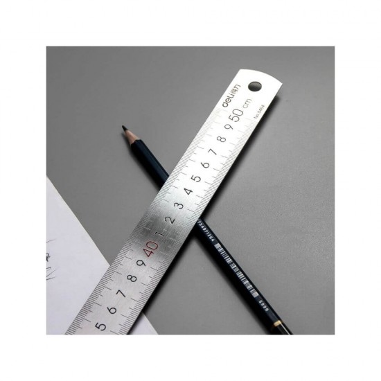 Rigla Metalica Deli, 50 cm, Rigla Metalica Gradata, Rigla Metalica 50 cm, Rigla de Metal Gradata, Rigle Metalice Gradate, Rigle Metalice 50 cm, Rigla 50 cm, Rigle 50 cm, Rigle de Metal Gradate, Liniar Metalic Gradat, Liniar Metalic 50 cm