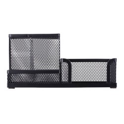 Suport Birou Deli, 3 Compartimente, Plasa Metalica, Negru, Suport Birou cu Trei Compartimente, Suport Birou cu 3 Compartimente, Suport Birou din Plasa Metalica, Suport Birou Negru, Suport Accesorii Birou, Suport Pixuri, Suport pentru Pixuri si Creioane