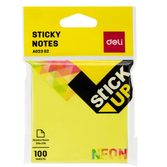 NOTES ADEZIV 76*76MM 100 FILE NEON DELI
