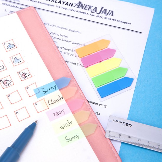 Index Adeziv Plastic, Deli Stick Up, 12x43 mm, 5 Culori Pastel, 100 File, Index Plastic cu Adeziv, Evidentiatoare pentru Carti si Caiete, Sticky Indexuri, Evidentiatoare Adezive de Pagina, Indecsi Autoadezivi, Index Autoadeziv