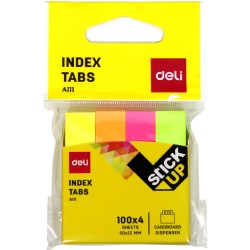 Index Adeziv Hartie, Deli Stick Up, 12x50 mm, Diverse Culori, 400 File, Index Hartie cu Adeziv, Evidentiatoare pentru Carti si Caiete, Sticky Indexuri, Evidentiatoare Adezive de Pagina, Indecsi Autoadezivi, Indecsi Adezivi din Hartie