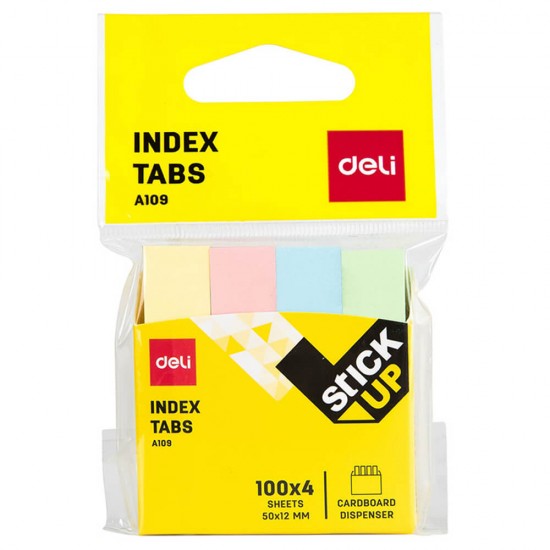 Notite Adezive Deli Stick Up, 4x19x76 mm, Culori Pastel, 400 File, Index Hartie cu Adeziv, Evidentiatoare pentru Carti si Caiete, Sticky Indexuri, Evidentiatoare Adezive de Pagina, Indecsi Autoadezivi