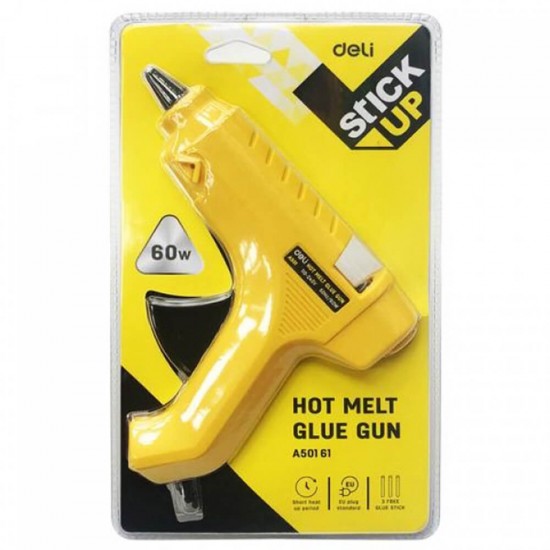 Pistol de Lipit Deli pentru Kraft, 60W, Cablu 1.5m, Galben, Pistol cu Lipici, Pistol cu Lipici pentru Kraft, Pistol de Lipit cu Lipici Cald, Pistol de Lipit pentru Kraft, Pistol cu Lipici de 60W, Pistol cu Lipici Cald, Pistol cu Lipici Fierbinte