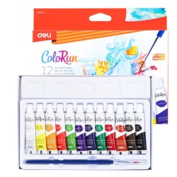 Culori Tempera DELI, 12 Culori/Set, 5 ml/Tub, Culori Multicolore