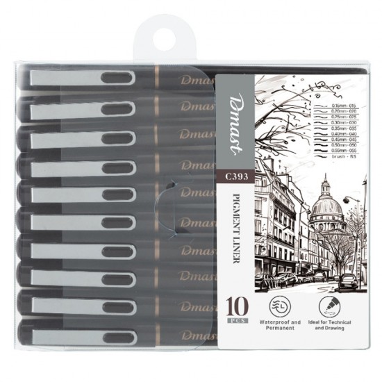 Liner Pigment Set 10 Buc Negru Dmast By Pebeo