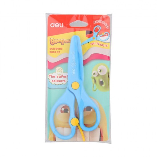 Foarfeca Scolara Lama din Plastic Deli, 13 cm, Albastru, cu Arc, Foarfeca de Plastic pentru Scoala, Foarfeca Scolara Albastra, Foarfeca pentru Copii, Foarfeca Albastra pentru Copii, Foarfeca cu Varf Rotunjit, Foarfeca pentru Scoala