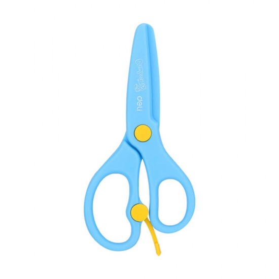 Foarfeca Scolara Lama din Plastic Deli, 13 cm, Albastru, cu Arc, Foarfeca de Plastic pentru Scoala, Foarfeca Scolara Albastra, Foarfeca pentru Copii, Foarfeca Albastra pentru Copii, Foarfeca cu Varf Rotunjit, Foarfeca pentru Scoala